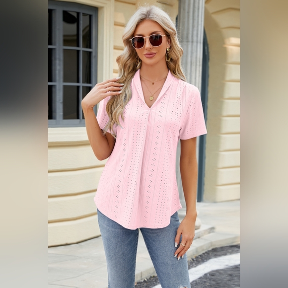 Eyelet Short Sleeve Blouse. Hit The Like ♡ Button For SALE Price!! - Picture 5 of 5